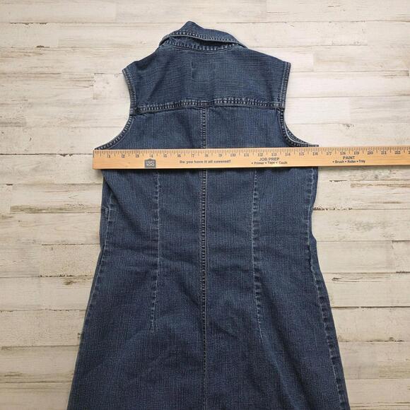 Old Navy Women’s Sleeveless Collared Denim Button Up Shirt Dress Sz 4 Cotton - Picture 6 of 6